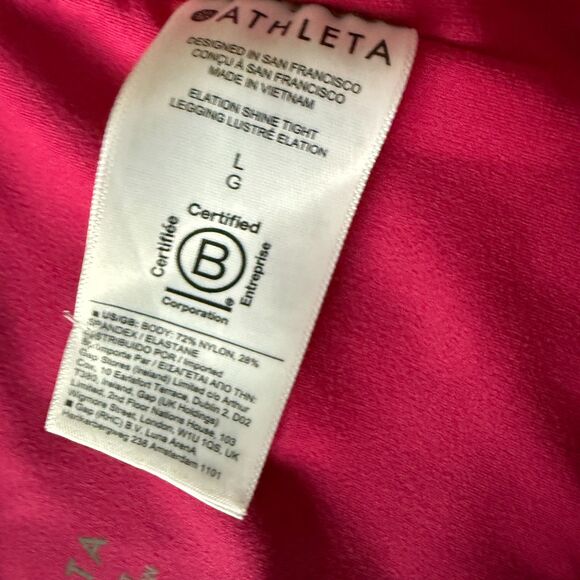 Athleta Elation Shine Tight Leggings Bright Pink Metallic Barbie Cosplay Size L - Picture 4 of 7